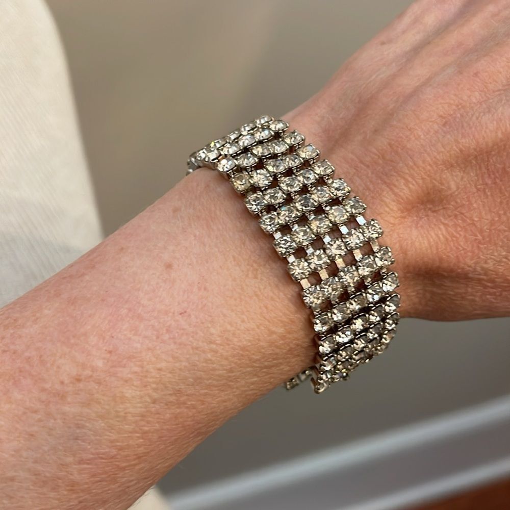 Vintage Wide Rhinestone Bracelet - Picture 11 of 16